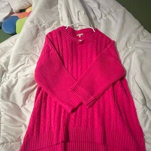 Vibrant Pink Cable Knit Sweater
